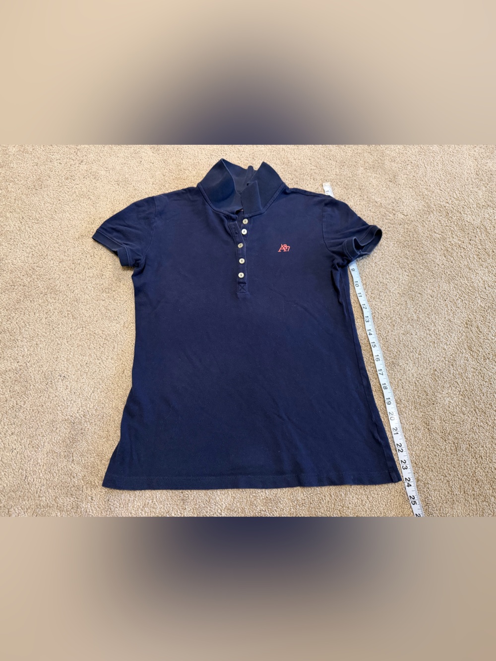 Y2K Aeropostale Navy Short-Sleeve Polo with Pink Logo